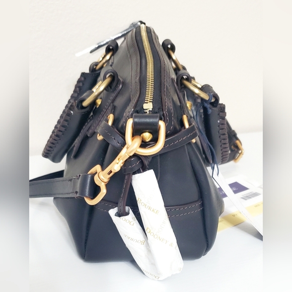 New Dooney Bourke Florentine Leather Medium Mail Satchel Black - Picture 7 of 10